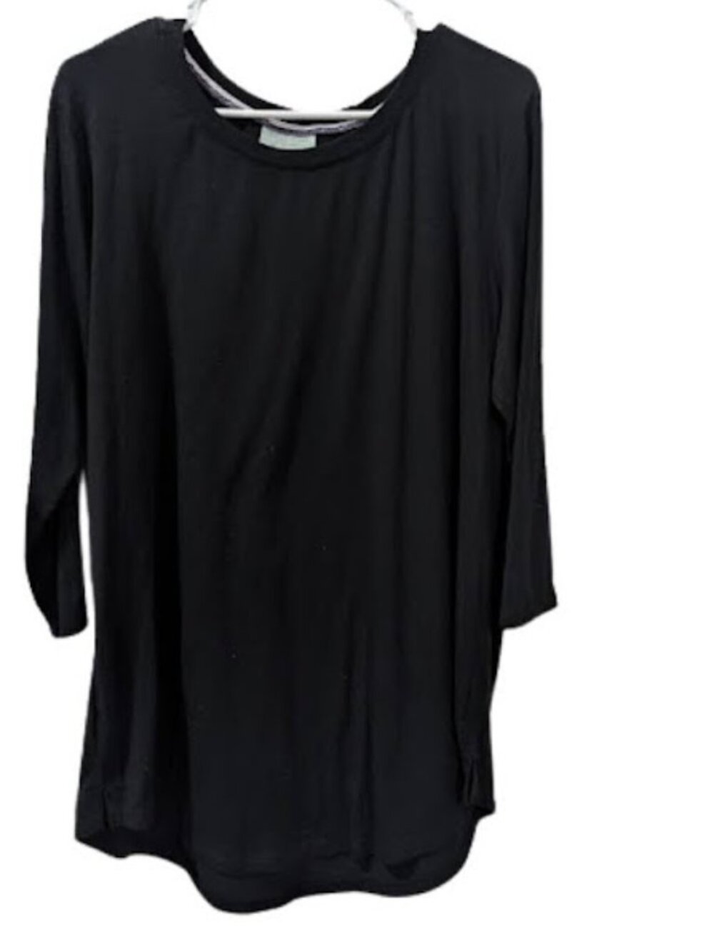 Black Long Sleeve Tunic Top | Relaxed Fit Basic Wardrobe Staple